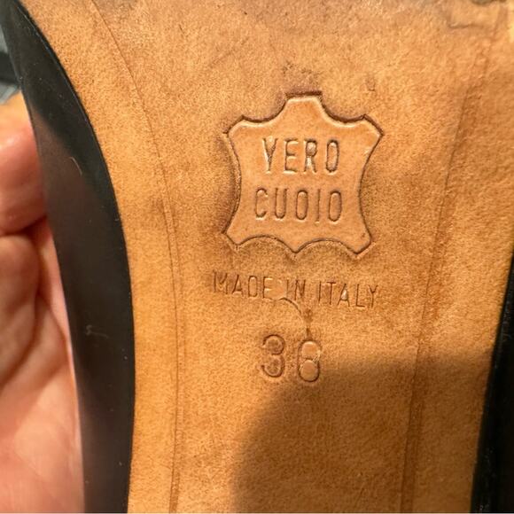 A. Testoni Black Leather Heels 3" Square Toe Italy Size 5.5 with Dust Bag - Picture 7 of 10